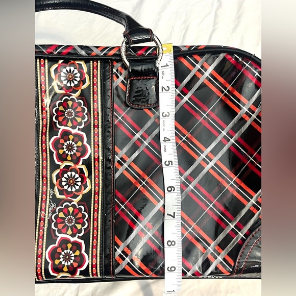 Vera Bradley Stylish Black & Red Plaid Travel Duffel Carry-On Frill Bag - Picture 9 of 15